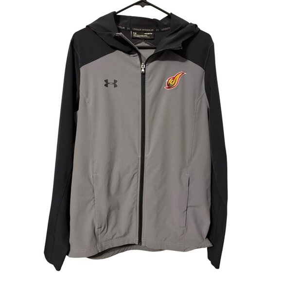 Under Armour Fitted Hooded Pocket Mens Medium Storm Water Resistant Black Jacket - Picture 1 of 6